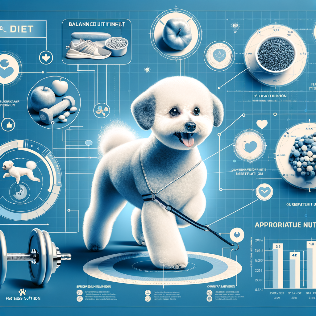 Bichon Frise engaging in exercise routine with balanced diet for optimal Bichon Frise health, showcasing elements of a Bichon Frise fitness guide and weight management plan for keeping your Bichon Frise fit.