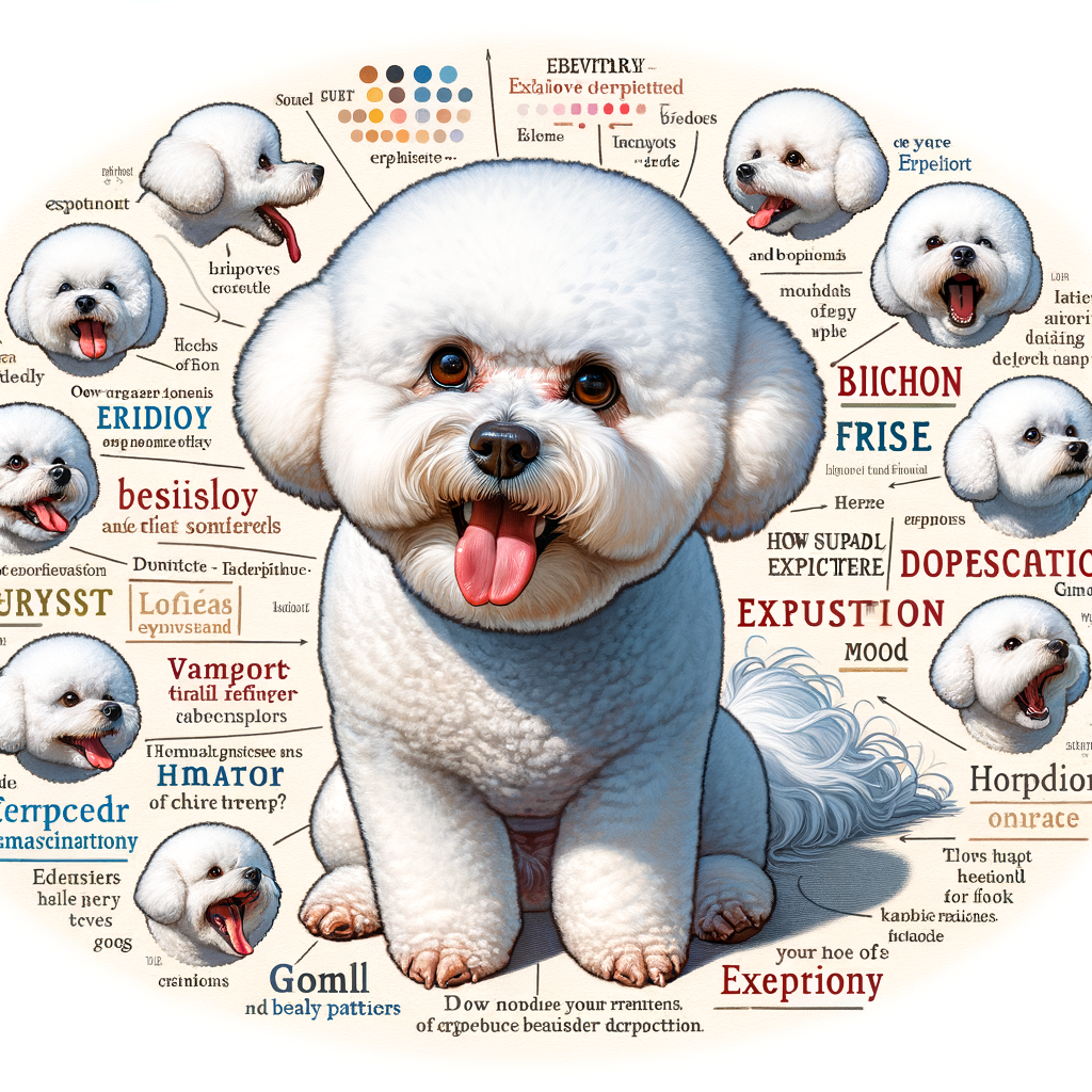 Illustration highlighting Bichon Frise behavior patterns, personality traits, and temperament, providing insight into understanding Bichon Frise expectations, mood, and breed characteristics.