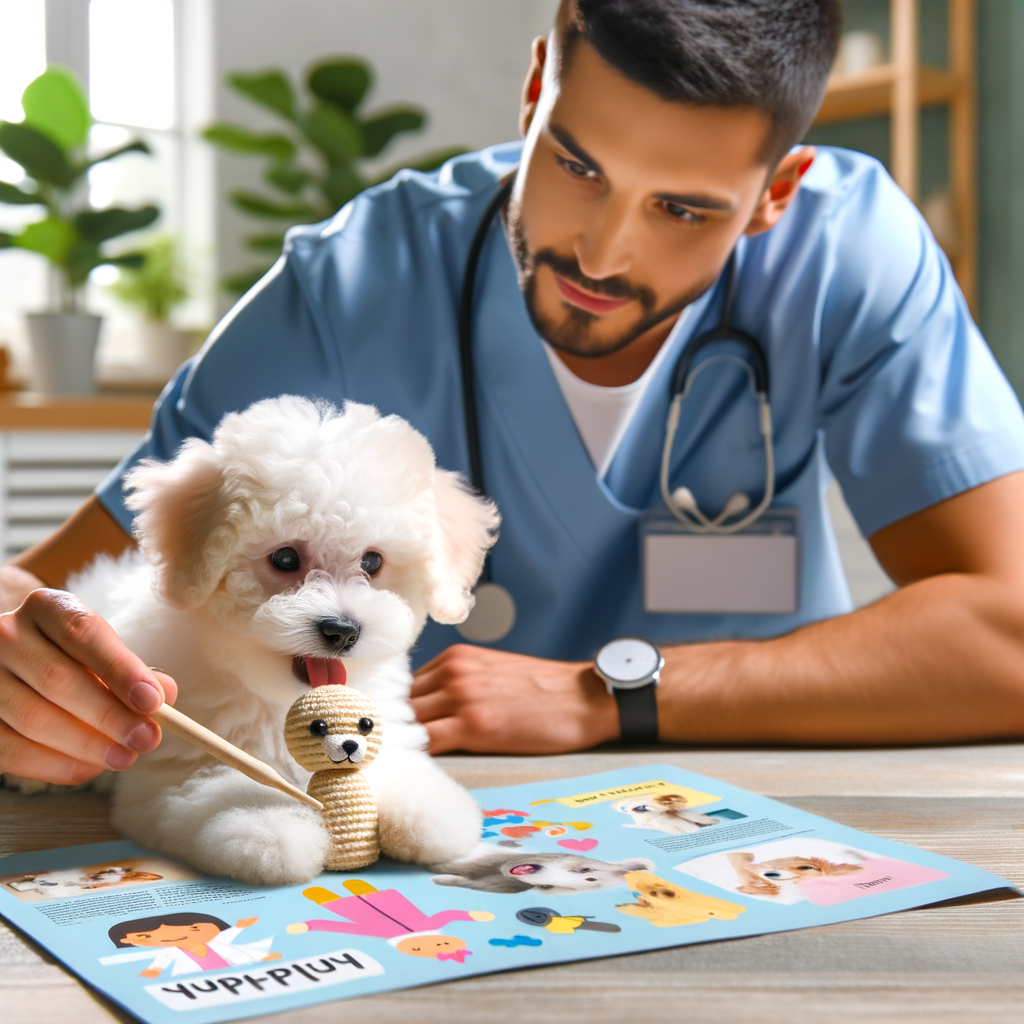 Bichon Frise puppy playtime with safe activities and fun games under trainer supervision, including Bichon Frise puppy care and behavior tips