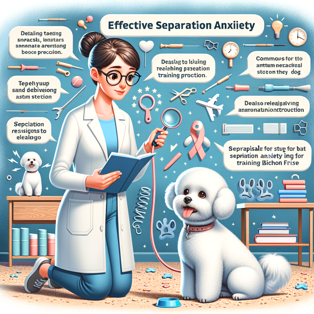 Professional dog trainer providing Bichon Frise training tips and anxiety prevention methods to manage Bichon Frise separation anxiety, addressing common behavior problems for a smooth transition.