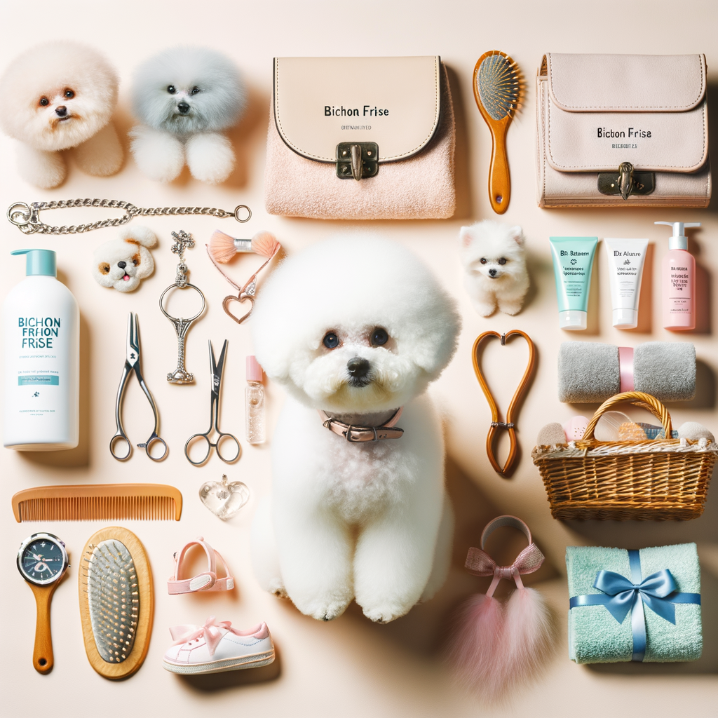 Must-have Bichon Frise items including adorable Bichon Frise accessories, essential grooming tools, and Bichon Frise care products, showcasing the importance of these pet supplies for the health and happiness of this cute breed.