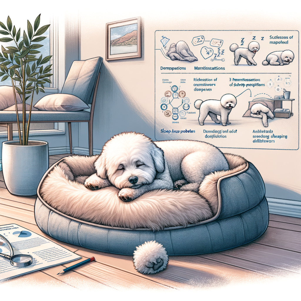 Bichon Frise peacefully sleeping, showcasing its sleep cycle, emphasizing the importance of understanding and training for optimal Bichon Frise sleep habits, schedule, and addressing common sleep problems.