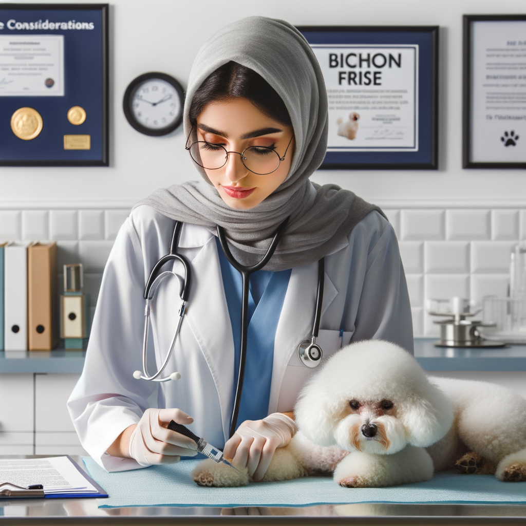 Top-rated Bichon Frise veterinarian examining a healthy Bichon Frise, providing expert health care and veterinary tips, ideal for selecting the best vet for your Bichon Frise.