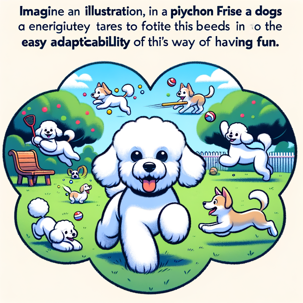 Bichon Frise engaging in tailored activities, demonstrating its unique play style and behavior for fun games and activities.